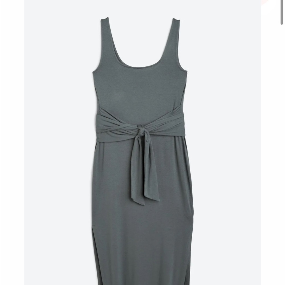 Modern Citizen Gray/Green Sleeveless Scoop Neck Midi Dress